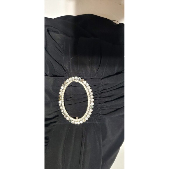 R&M Richards Black Shift Dress Sz 14 Rhinestone Buckle Elegant Classic - Picture 14 of 14